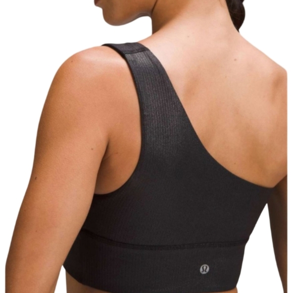 Lululemon Align Asym Rib Bra A/B Black Shine Size 8 Light Support Sports Bra - Picture 5 of 11